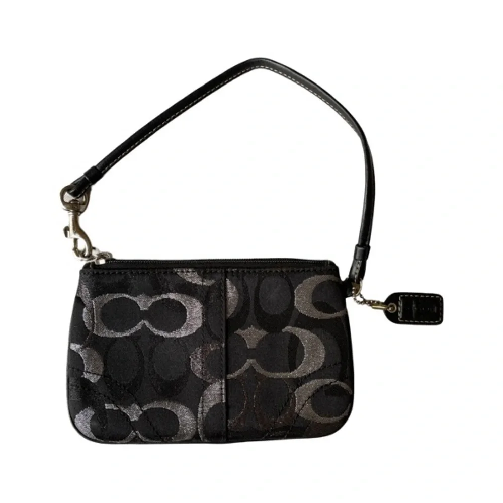 Coach Black/Silver Logo Wristlet